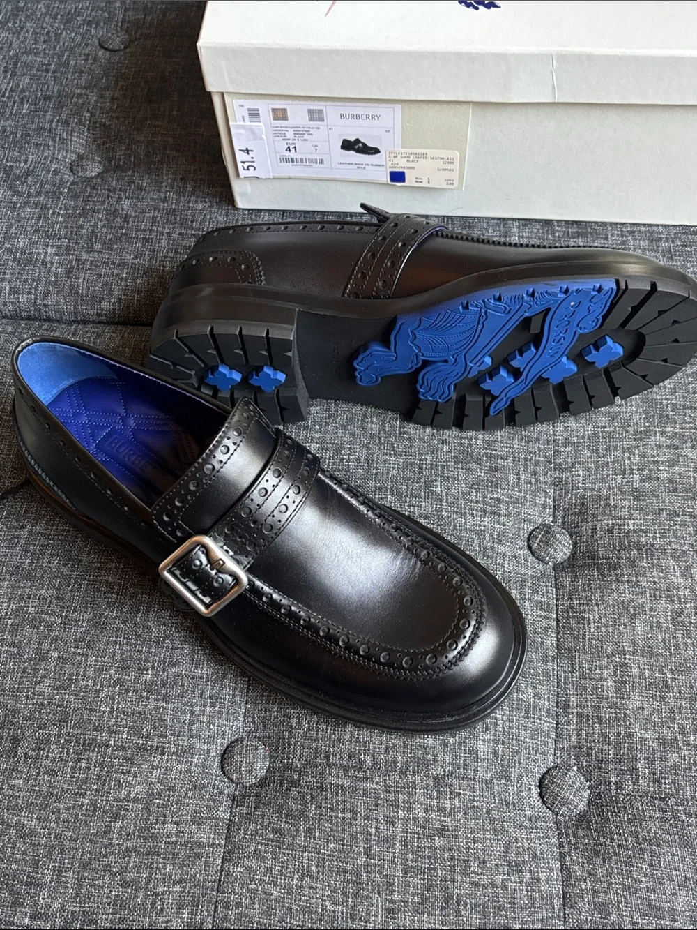 Burberry Black Leather Monk Strap Loafers